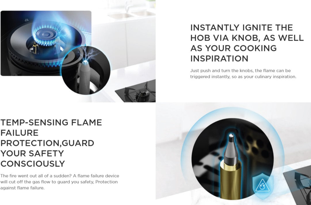 Midea 2 Burners Built-in Gas Hob MGH-76Q60B / MGH76Q60B Black