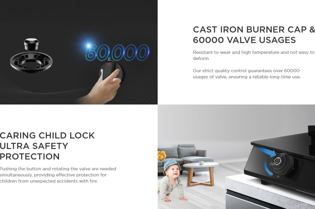 Midea 2 Burners Table Top Gas Stove - MGS-T211G / MGST211G Black