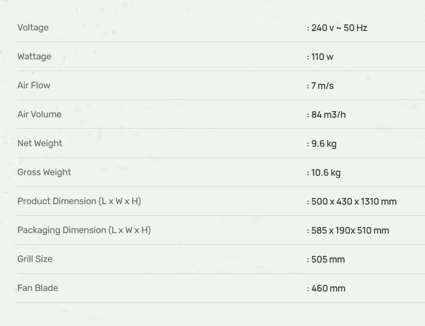 Mistral 18" MISF1801EB Industrial Stand Fan 5 Blade 3 Speed