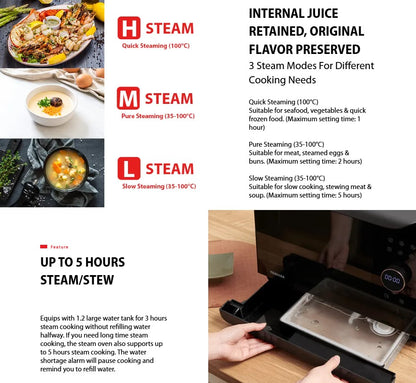 Toshiba 20L Pure Steam Oven 1650W MS3-STQ20SE(BK) / MS3STQ20SEBK