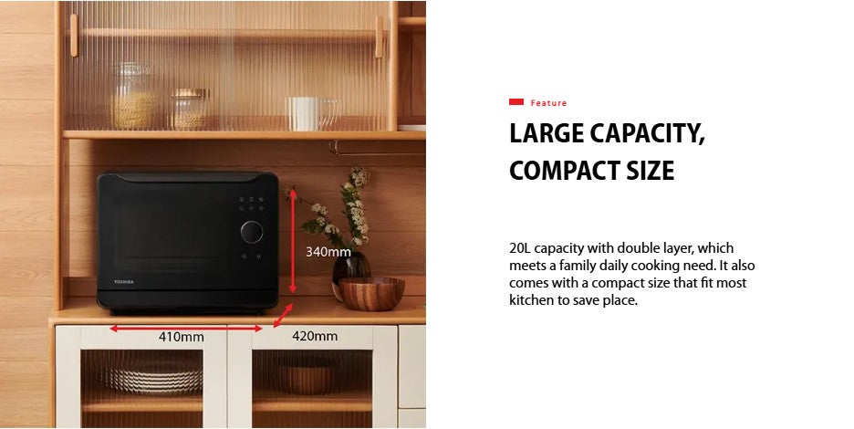 Toshiba 20L Pure Steam Oven 1650W MS3-STQ20SE(BK) / MS3STQ20SEBK