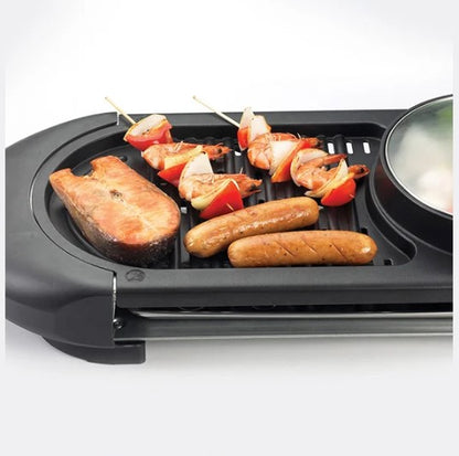 Morgan MPGDA898NS Electric BBQ Grill Pan with Steamboat / Hotpot MPG-DA898NS Raclette