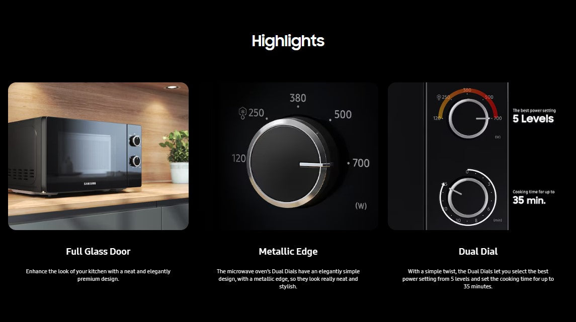 Samsung 20L Microwave Oven MS20A3010AL/SM / MS20A3010ALSM Glass Door