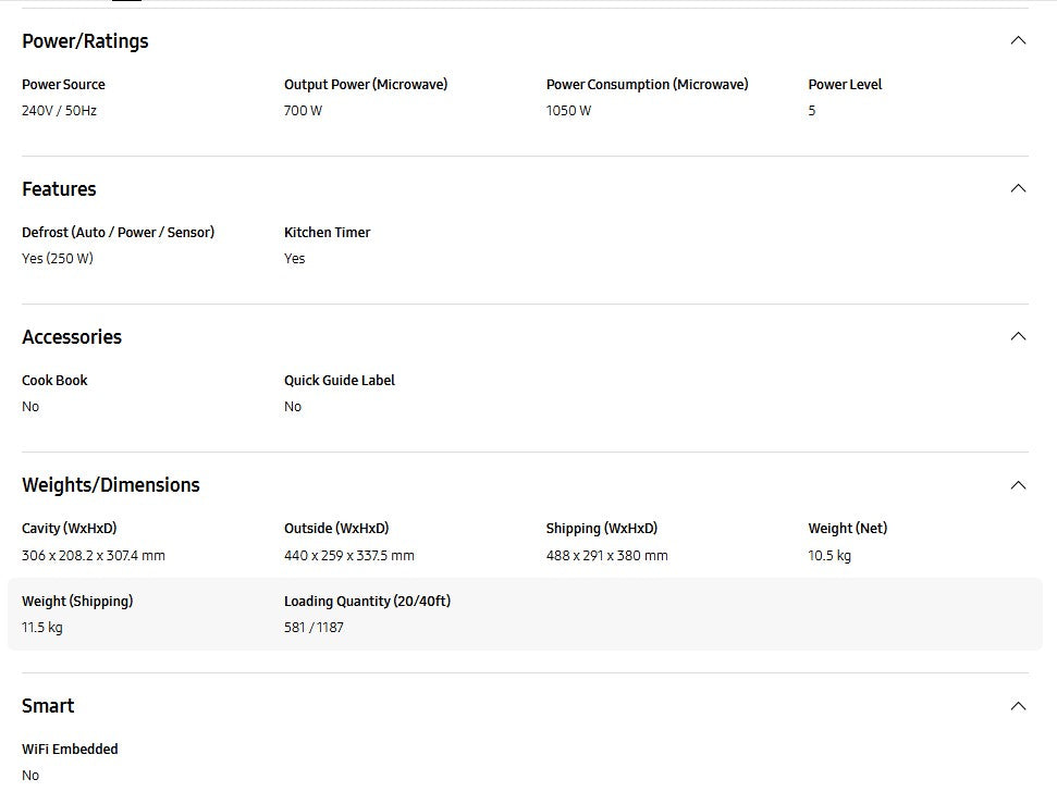 Samsung 20L Microwave Oven MS20A3010AL/SM / MS20A3010ALSM Glass Door