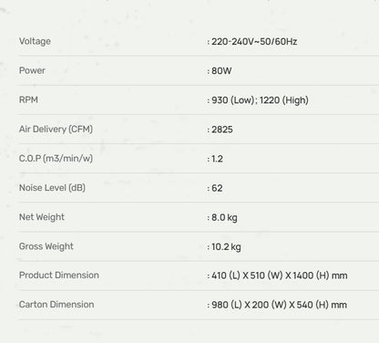 Mistral 18" MSF1805MR Stand Fan With Remote Control