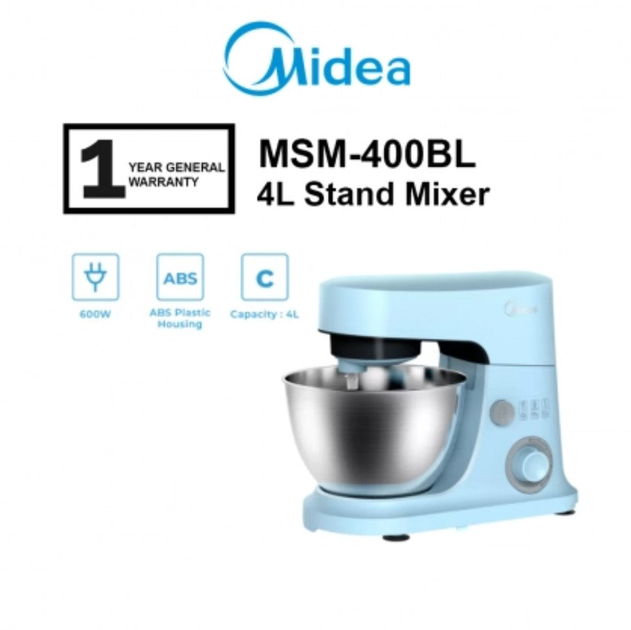 Midea 4L Stand Mixer 600W MSM-400BL / MSM400BL with 6 Speed (Blue)