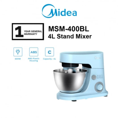 Midea 4L Stand Mixer 600W MSM-400BL / MSM400BL with 6 Speed (Blue)