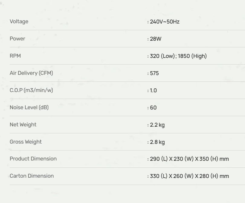 Mistral MTFD5070 Oscillation Table / Desk Fan (MAIRA)
