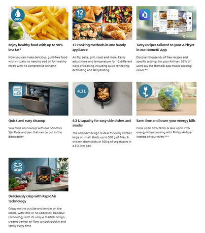 Philips 4.2L 1000 series NA120 Airfryer NA120/09 1500W (Black)