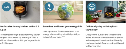 Philips 6.2L Airfryer NA231/09 with See-through Window NA231 (Black Silver)