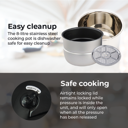 Russell Taylors Pressure Cooker 8L PC-80 2 Pots/PC80(2 POTS)