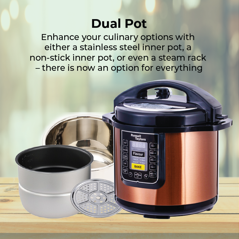 Russell Taylors Pressure Cooker 8L PC-80 2 Pots/PC80(2 POTS)