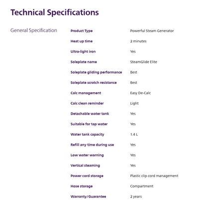 Philips 1.4L PSG8200/80 8000 Series PSG8200 (Free XXL Ironing Board)