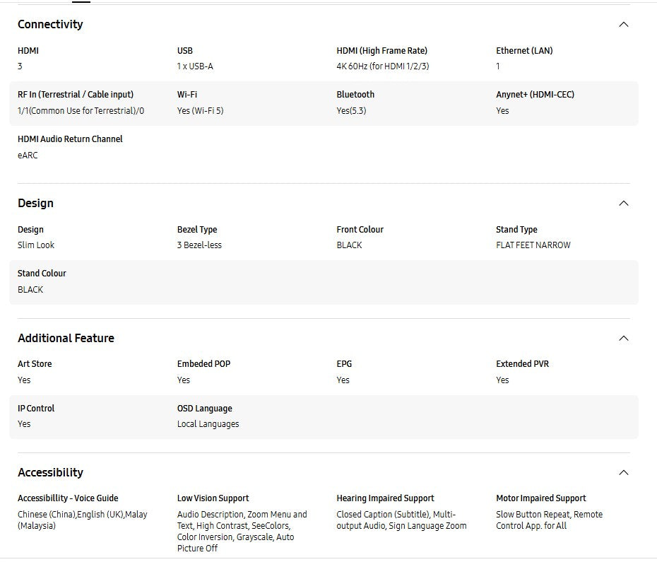 SAMSUNG 55" QLED Q7F 4K Vision AI Smart TV QA55Q7FAAKXXM Television