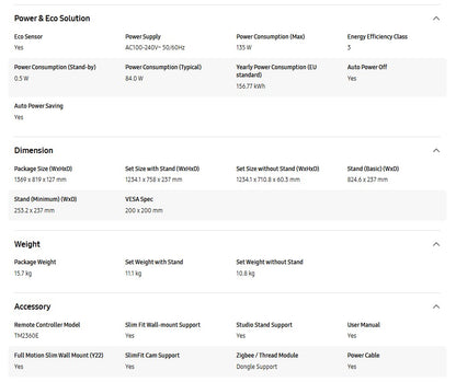 SAMSUNG 55" QLED Q7F 4K Vision AI Smart TV QA55Q7FAAKXXM Television