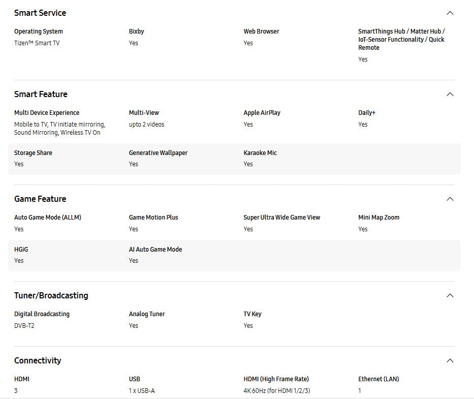 SAMSUNG 65" QLED Q7F 4K Vision AI Smart TV QA65Q7FAAKXXM Television