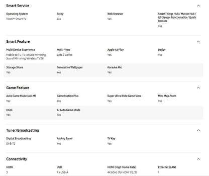SAMSUNG 65" QLED Q7F 4K Vision AI Smart TV QA65Q7FAAKXXM Television