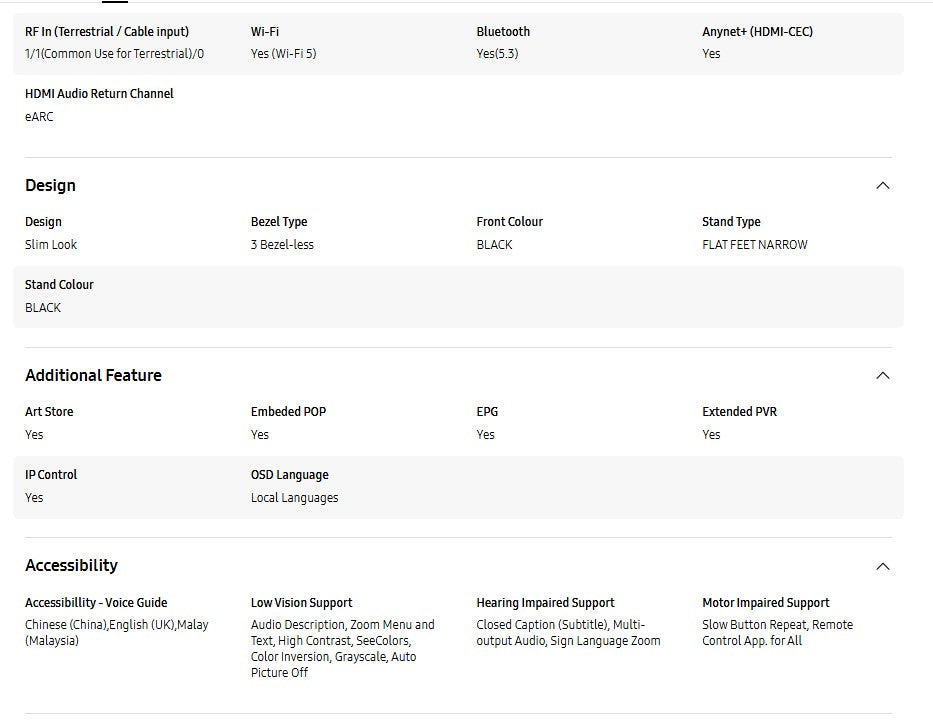 SAMSUNG 65" QLED Q7F 4K Vision AI Smart TV QA65Q7FAAKXXM Television