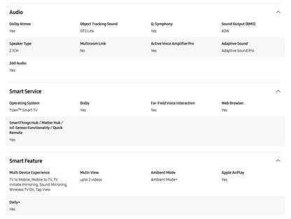 Samsung TV 65" OLED 4K S90D QA65S90DAKXXM Dolby Atmos Television