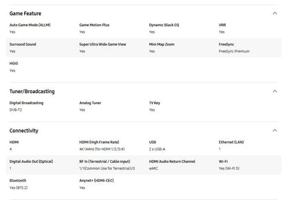 Samsung TV 65" OLED 4K S90D QA65S90DAKXXM Dolby Atmos Television