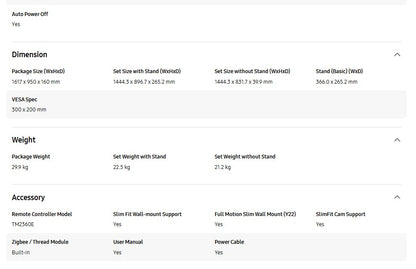 Samsung TV 65" OLED 4K S90D QA65S90DAKXXM Dolby Atmos Television