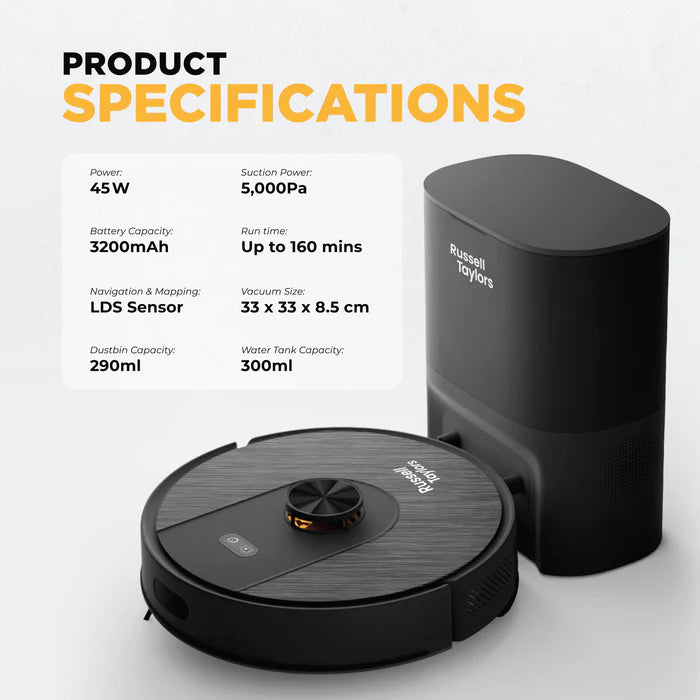Russell Taylors Robot Vacuum Cleaner LDS Navigation Auto Empty Station R10 PRO