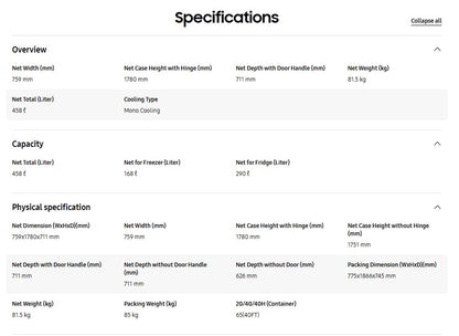 Samsung 458L Refrigerator BMF Digital Inverter Technology Black DOI RB45DG600EB1ME