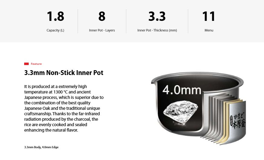 Toshiba 1.8L RC-18DR1NMY Multi-function Digital Rice Cooker / RC18DR1NMY