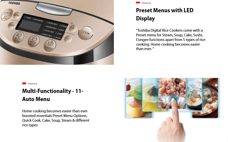 Toshiba 1.8L RC-18DR1NMY Multi-function Digital Rice Cooker / RC18DR1NMY