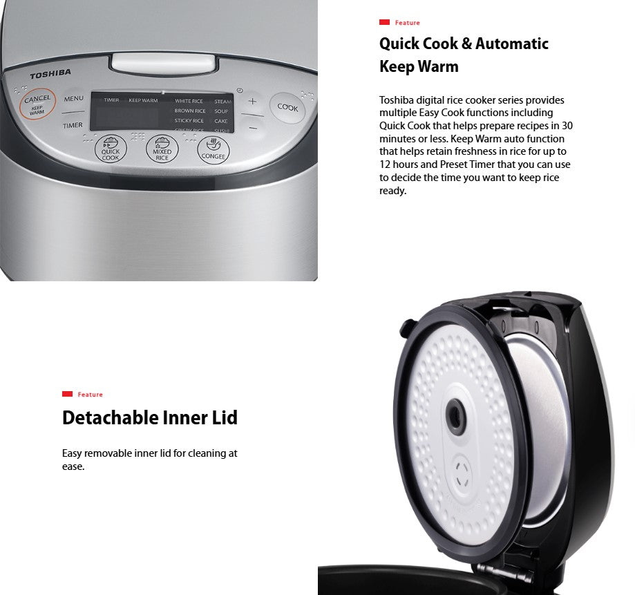 Toshiba 1.8L RC-18DR1TMY(S) Silver Bincho Charcoal Series Rice Cooker RC18DR1TMYS
