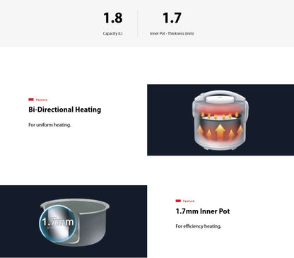 Toshiba 1.8L Jar Rice Cooker RC-18JR1NMY Gold / RC18JR1NMY