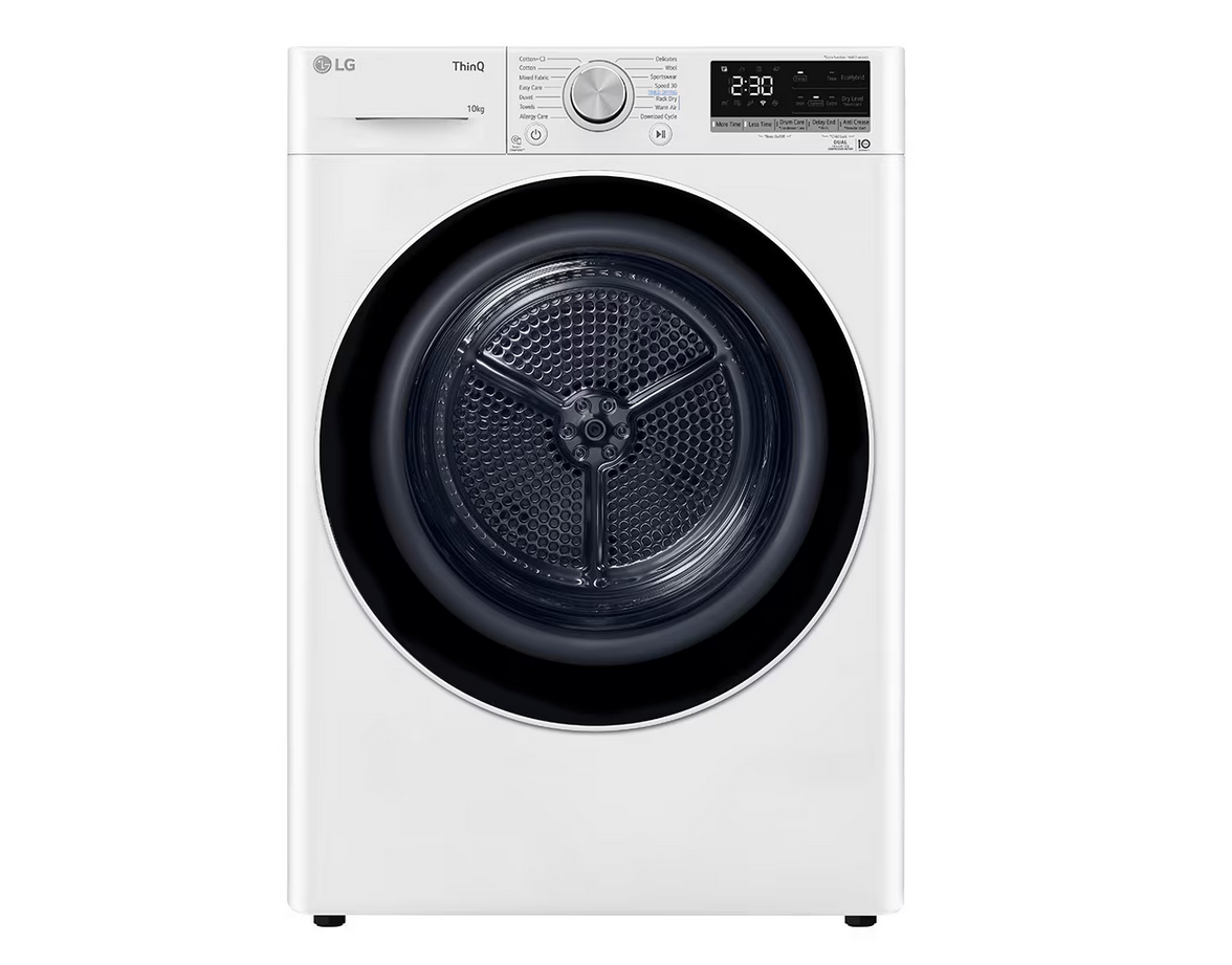 LG RH10VHP2W 10kg Dual Inverter Heat Pump™Dryer with Auto Cleaning Condenser (White)