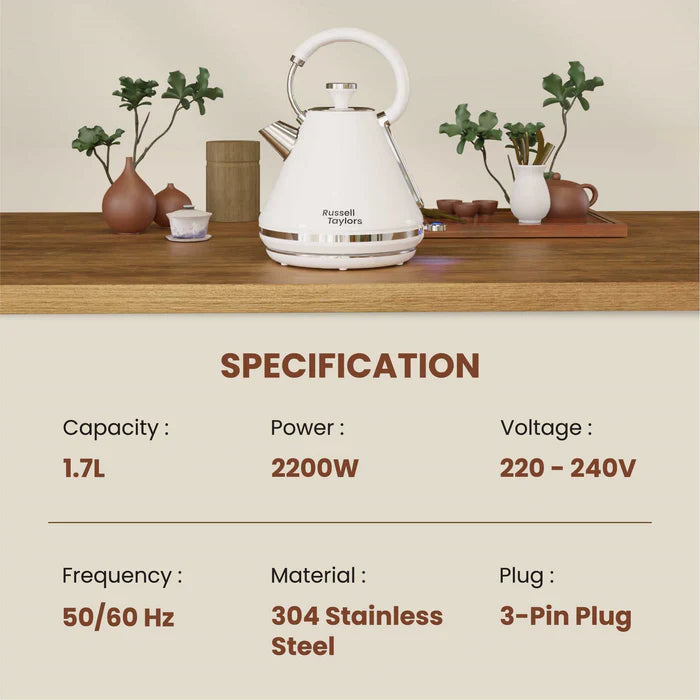 Russell Taylors Retro Kettle 1.7L RK-10C/RK10C (Cream)