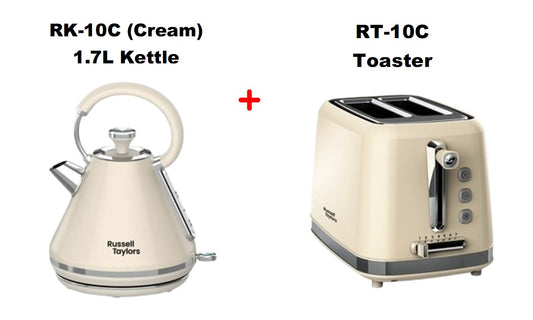 Russell Taylors 1.7L RK-10C (Cream) RK10C Kettle + RT-10C (Cream) RT10 Toaster