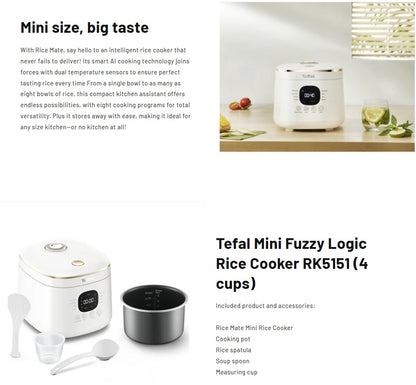 Tefal Mini Fuzzy Logic Rice Cooker RK5151 (4 cups) / RK515165