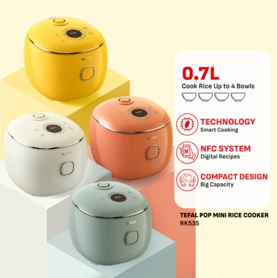 Tefal POP Rice Cooker Eucalyptus 0.7L (4 Cups) RK5354 Grey
