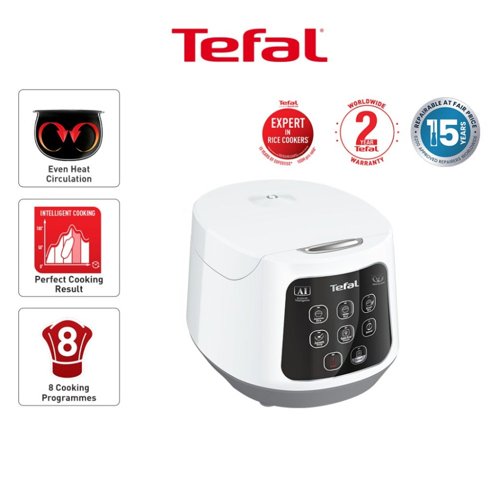 Tefal Easy Rice Compact Fuzzy Logic Rice Cooker 1.0L RK7301/RK730165 (5.5 Cups)