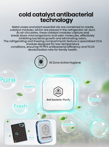 Hisense 530L 4 Door Inverter Fridge RQ556N4ABU Refrigerator (Black Glass) Peti Sejuk