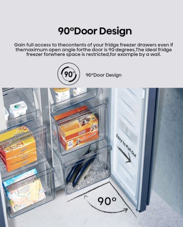 Hisense 530L 4 Door Inverter Fridge RQ556N4ABU Refrigerator (Black Glass) Peti Sejuk