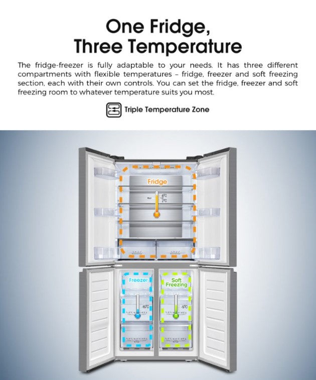 Hisense 4 Door Inverter 520L Fridge RQ568N4AWU Refrigerator (White)