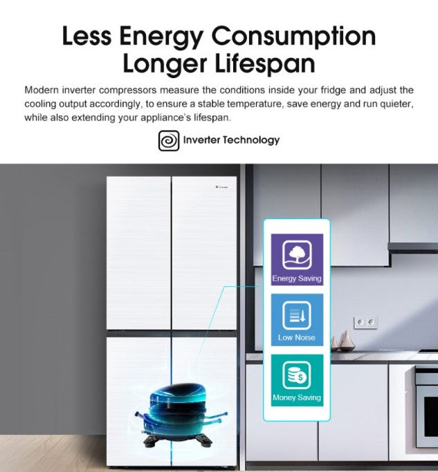 Hisense 4 Door Inverter 520L Fridge RQ568N4AWU Refrigerator (White)
