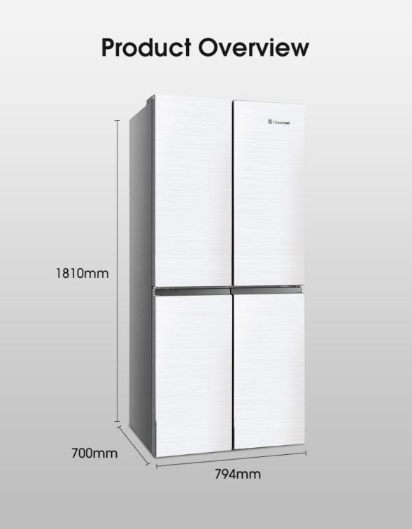 Hisense 4 Door Inverter 520L Fridge RQ568N4AWU Refrigerator (White)