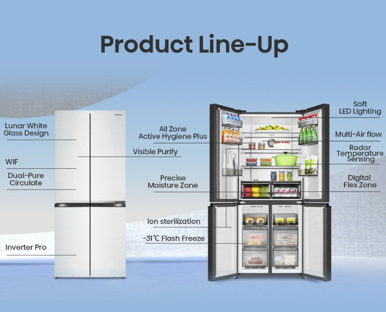 Hisense 4 Door Inverter 600L RQ648N4AWU Fridge Peti Sejuk