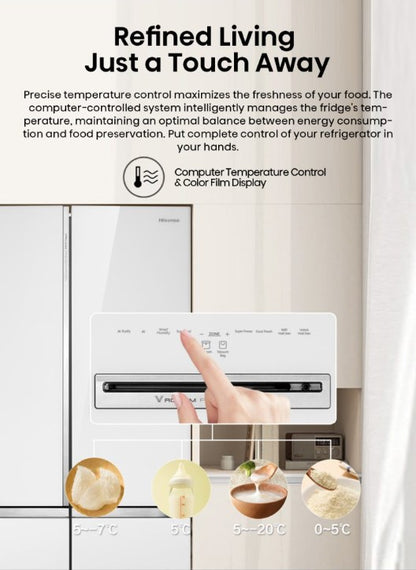 Hisense 610L RQ660N4AWUC1 4 Door Inverter fridge Refrigerator (WHITE GLASS)