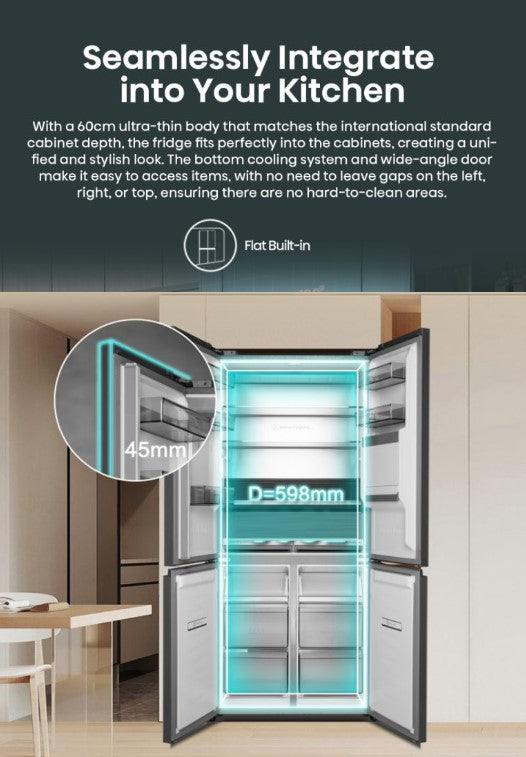 Hisense 610L RQ660N4AWUC1 4 Door Inverter fridge Refrigerator (WHITE GLASS)