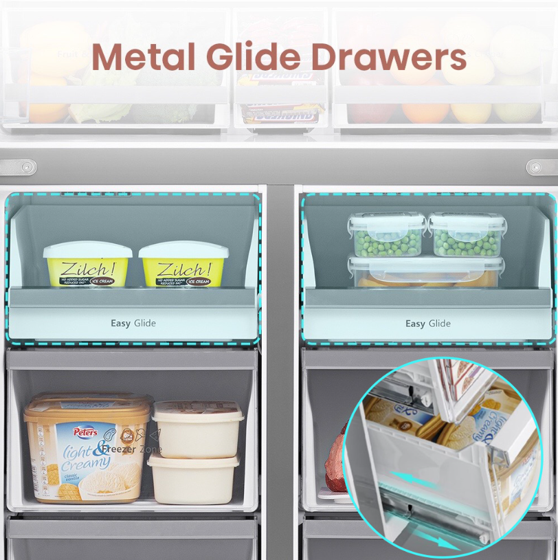 Hisense 720L RQ768N4AWKU 4 Door Inverter fridge Refrigerator (White & Khaki Glass) RQ768N4AW-KU Peti Sejuk