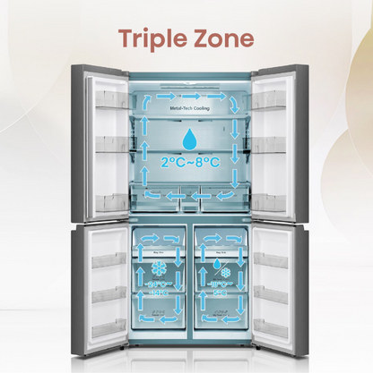 Hisense 720L RQ768N4AWKU 4 Door Inverter fridge Refrigerator (White & Khaki Glass) RQ768N4AW-KU Peti Sejuk