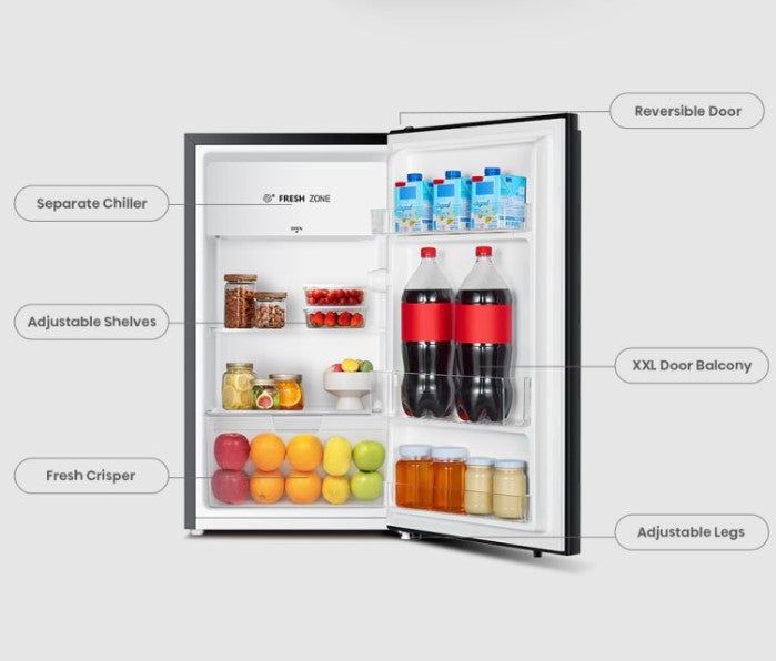 Hisense 110L RR120D4ABN1 Refrigerator RR120 Non-Inverter Single door (Black)