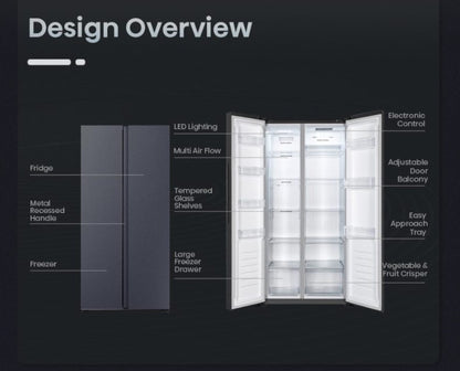 Hisense 510L Fridge Side by Side INVERTER RS588N4ABNIV Refrigerator (Black)