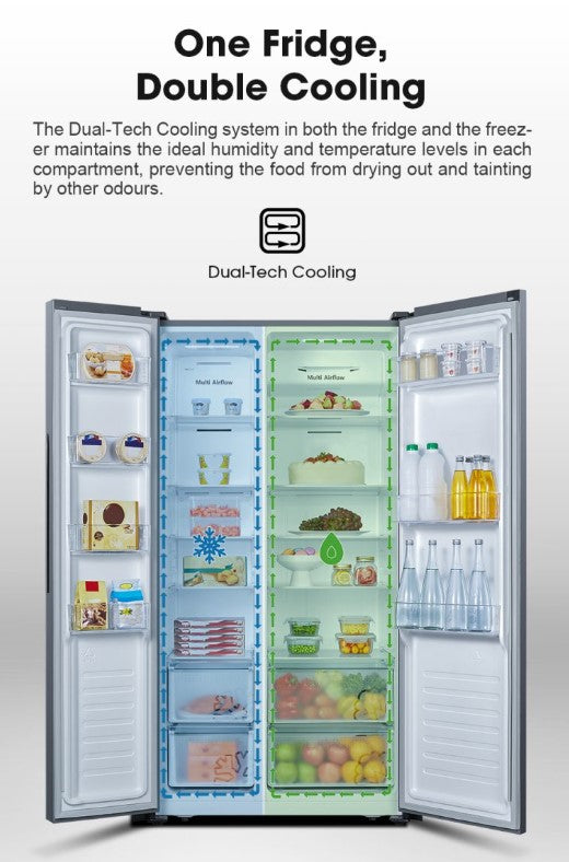 Hisense 620L Fridge Side by Side INVERTER RS666N4ACNIV Refrigerator (Silver)